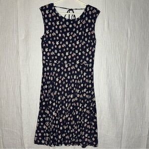 NWT Ann Taylor Loft Dark Gray Floral A Line Mini Dress Fit and Flare Stretch   M